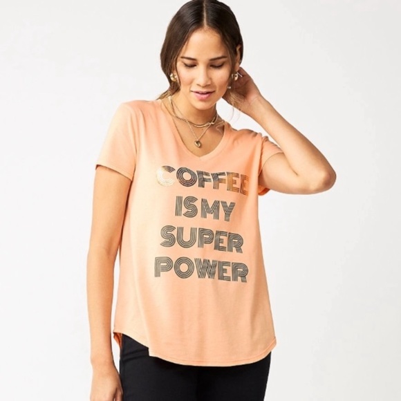 COFFEE IS MY SUPERPOWER Graphic Tee Women’s T-shirt Sz Medium Celebrate Together - Picture 1 of 9